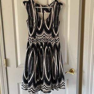 Tracy Reese sleeveless black and white holiday dress with crinoline. Size 0.